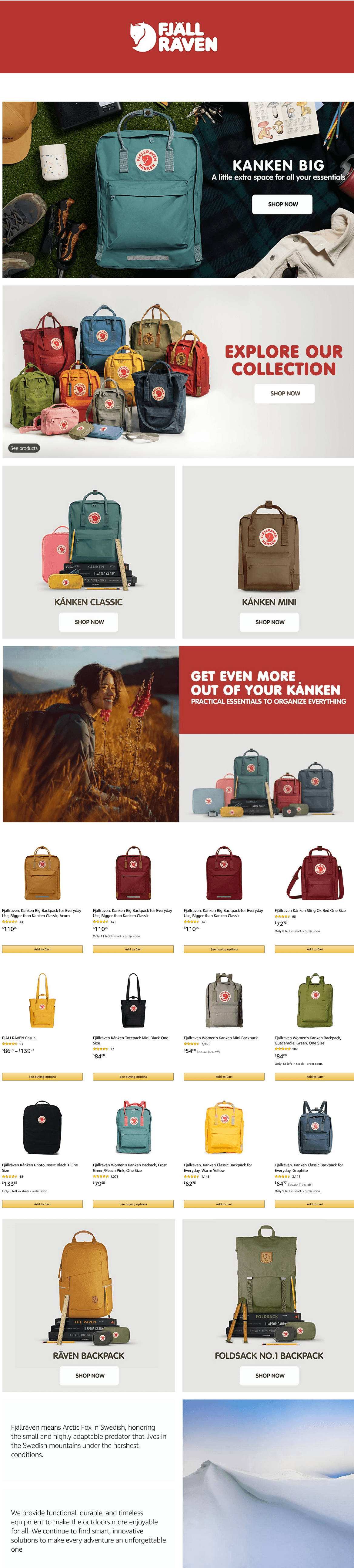 Brand Store for Fjallraven Outdoors STORE 1