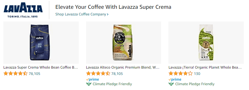 Sponsored Brands Ads for Lavazza