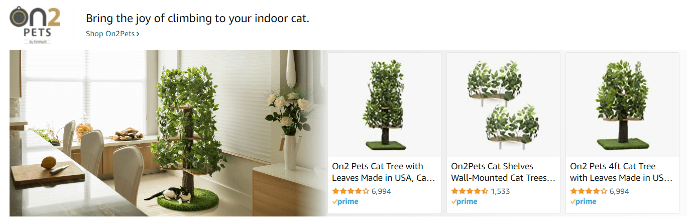 Sponsored Brands Ads for On2Pets