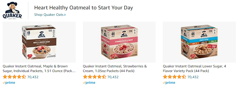 Sponsored Brands Ads for Quaker