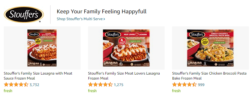 Sponsored Brands Ads for Stouffer s