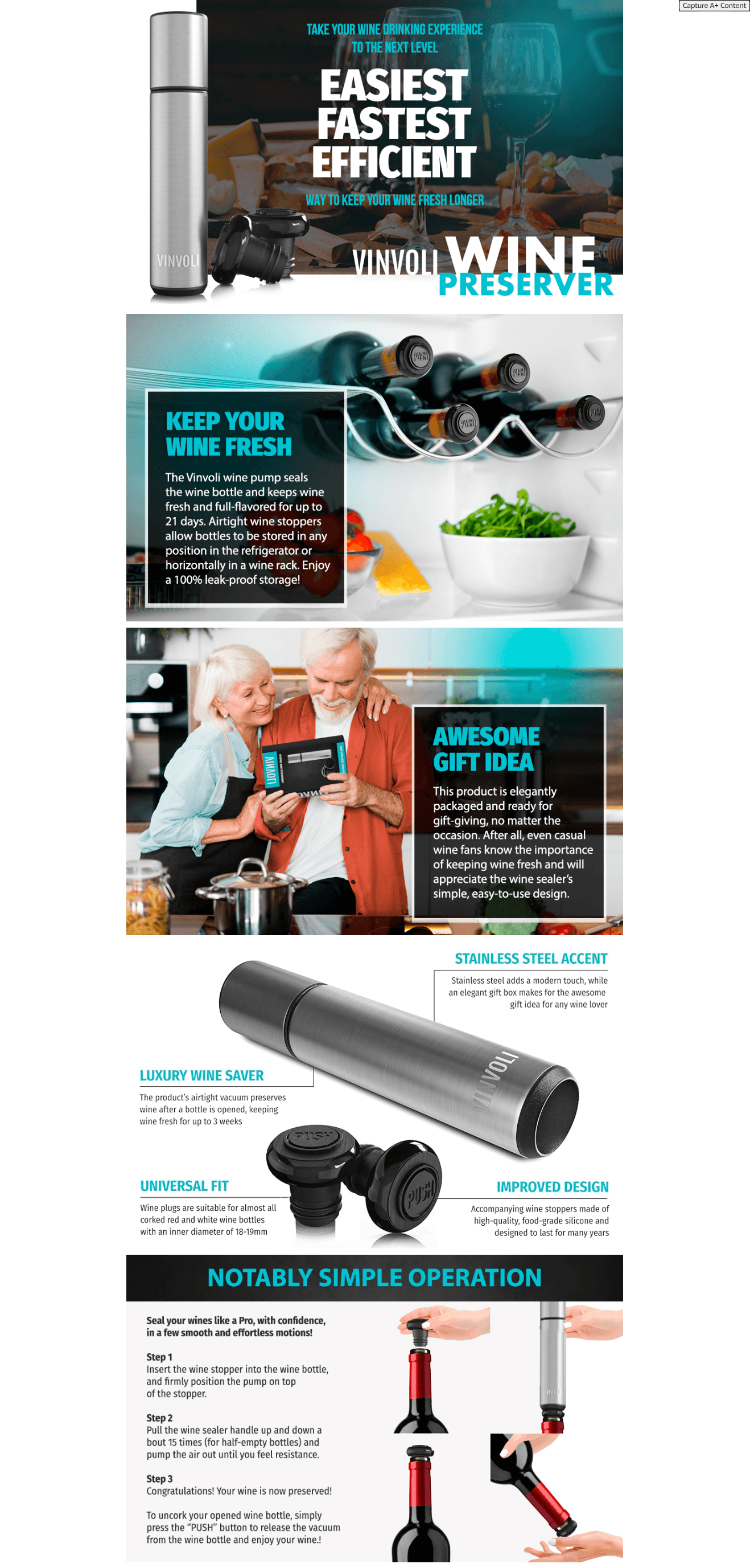 Premium A+ Content for Amazon.com: VINVOLI Wine Preserver Set