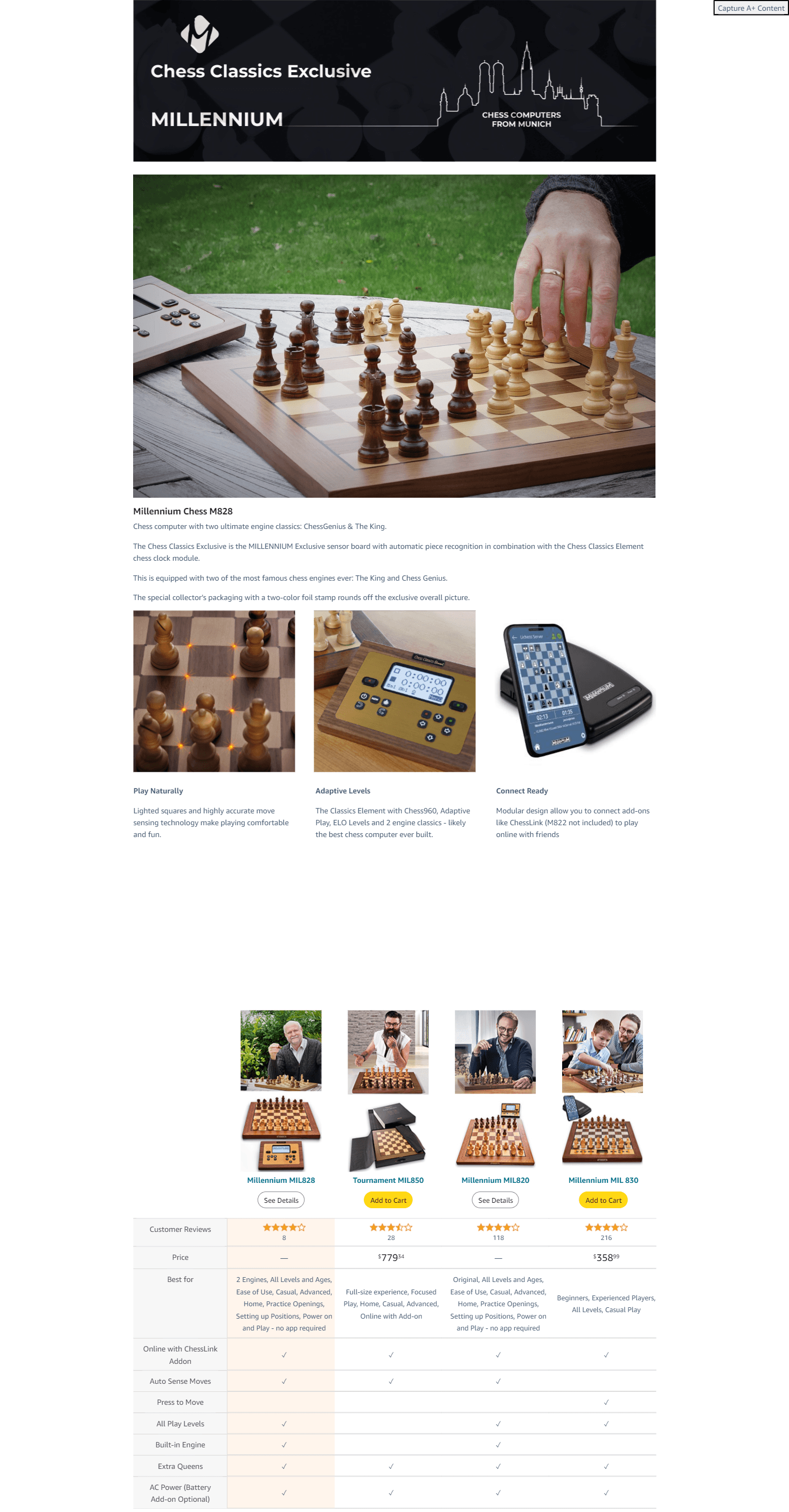 Premium A+ Content for Amazon.com: Electronic Chess Board Computer