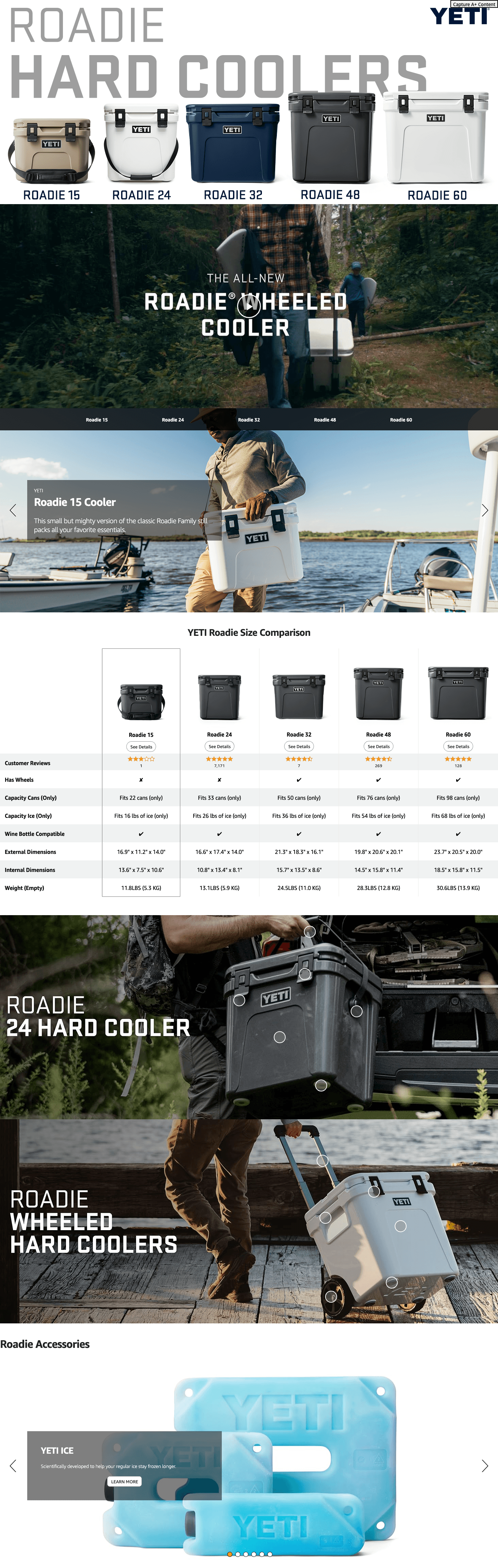 Premium A+ Content for Amazon.com : YETI Roadie 15 Hard Cooler with DoubleDuty Shoulder Strap