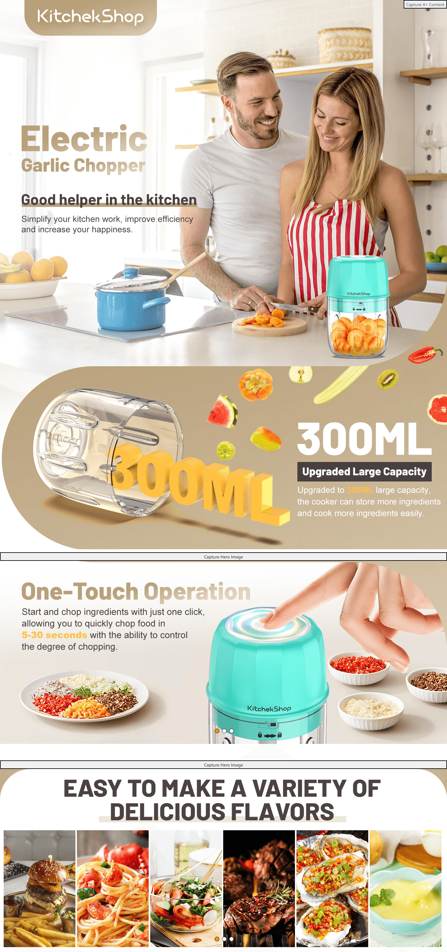 Premium A+ Content for Amazon.com: Rechargeable Portable and Cordless Mini Food Processor 250ML with Stainless…