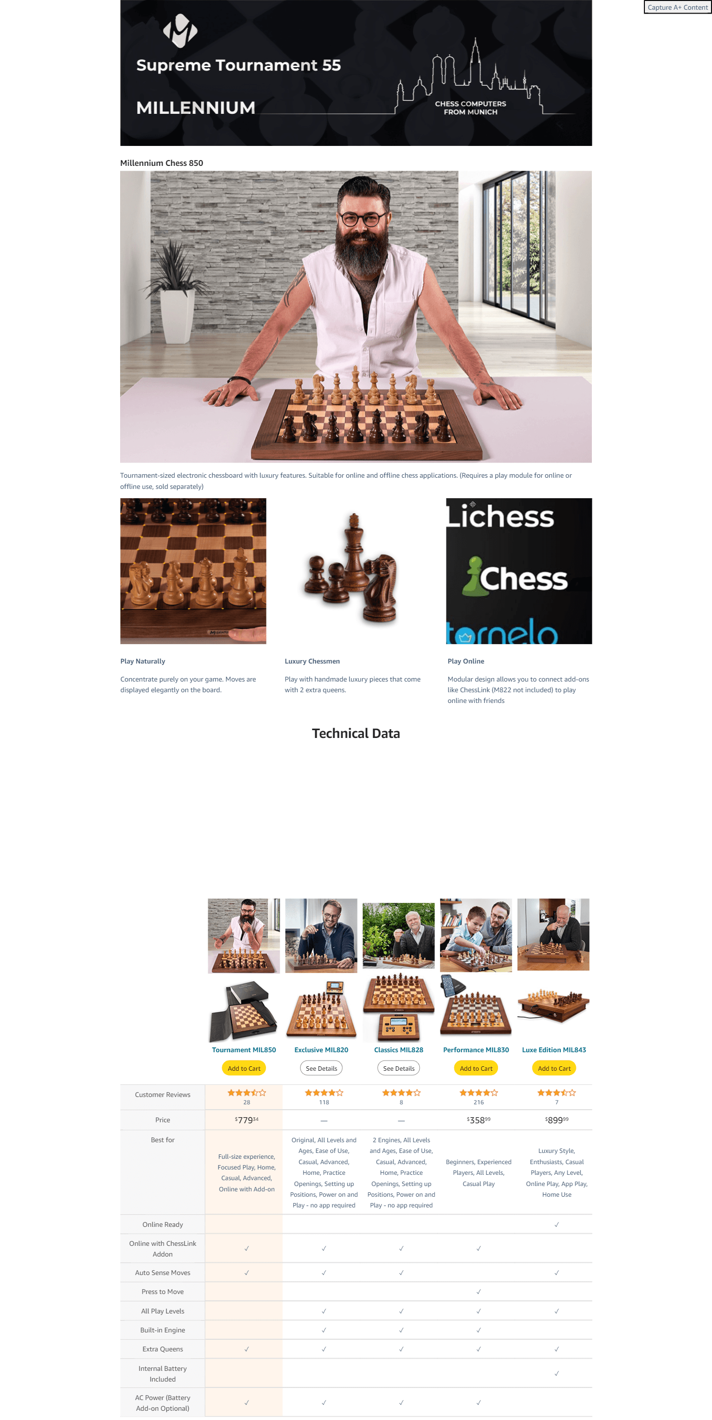 Premium A+ Content for Amazon.com: Premium Electronic Chess Board