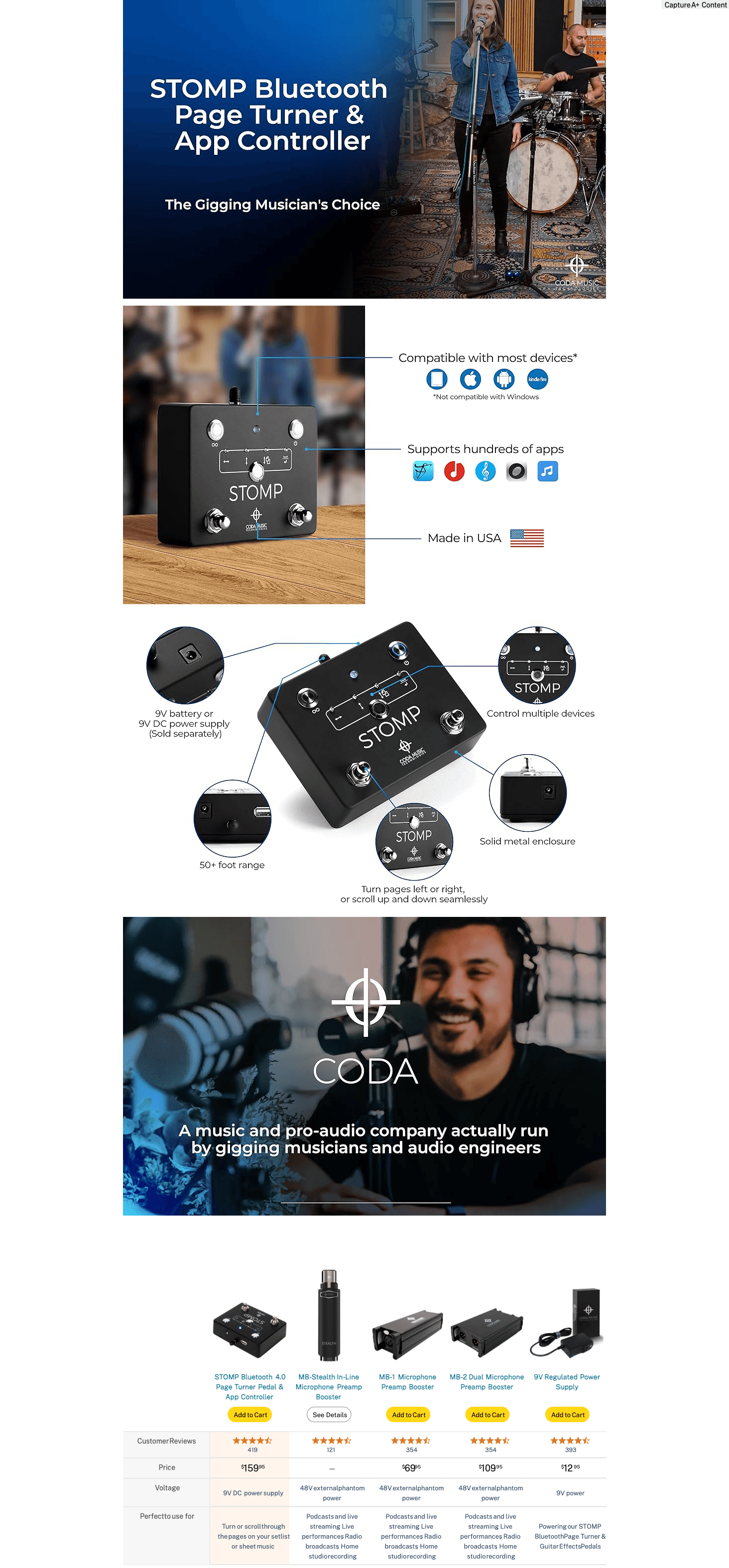 Amazon.com: STOMP Bluetooth Page Turner Pedal for Tablets: Premium A+ Content