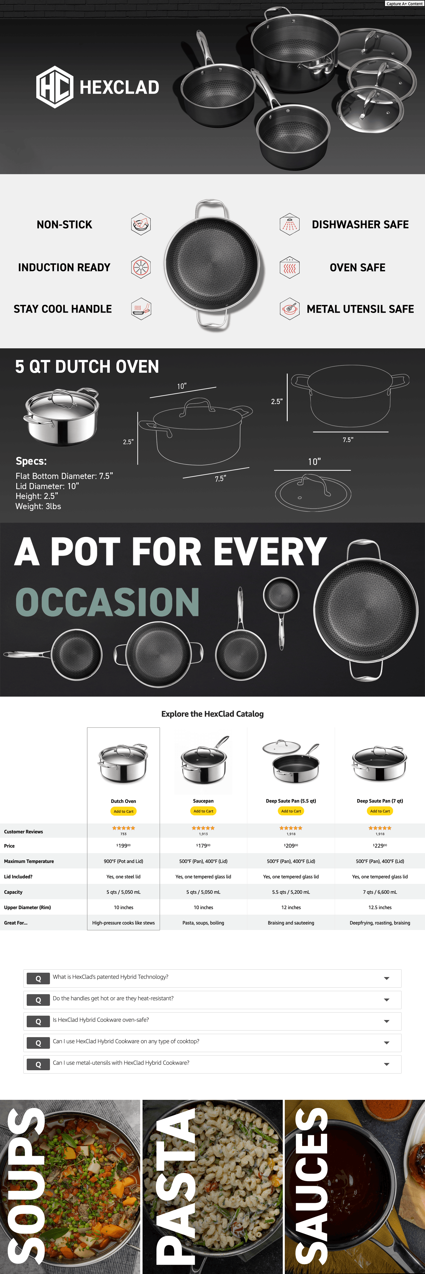 Premium A+ Content for Amazon.com: HexClad Hybrid Nonstick Dutch Oven