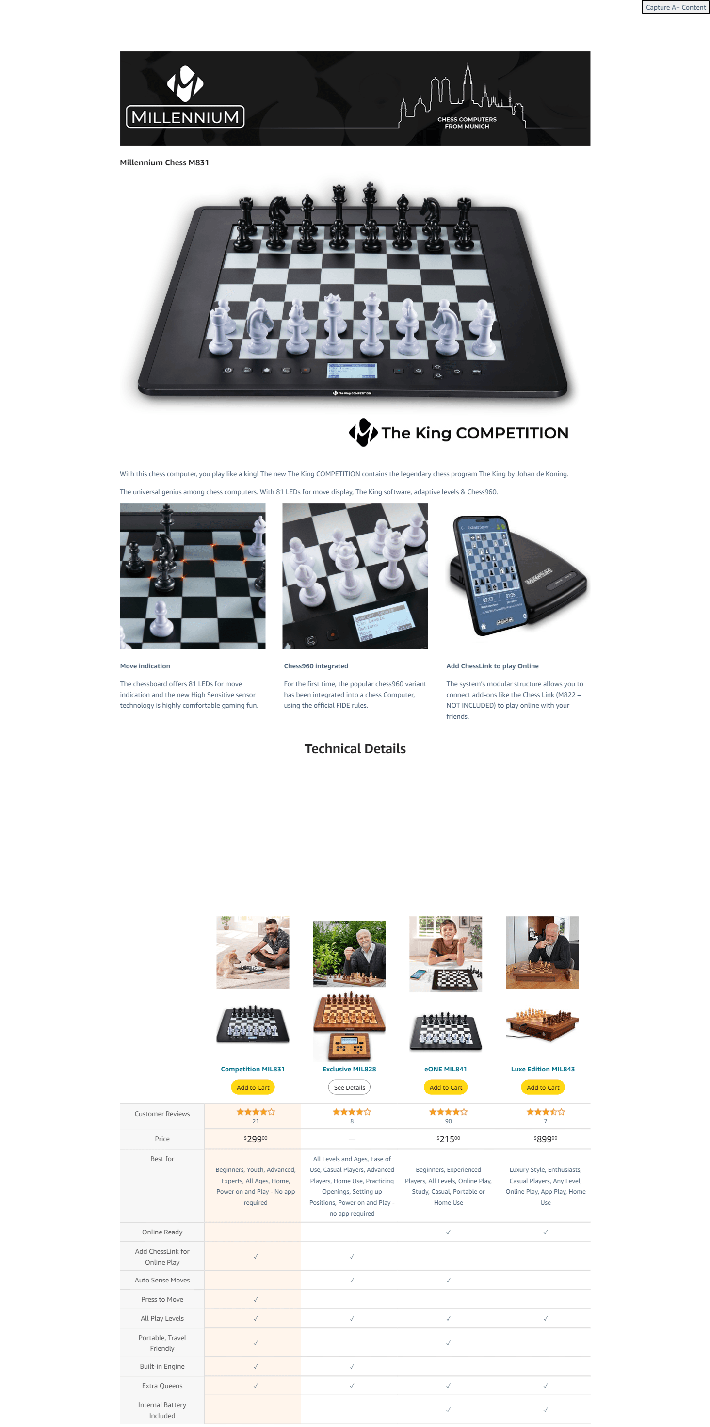 Premium A+ Content for Amazon.com: Electronic Chess Board Set