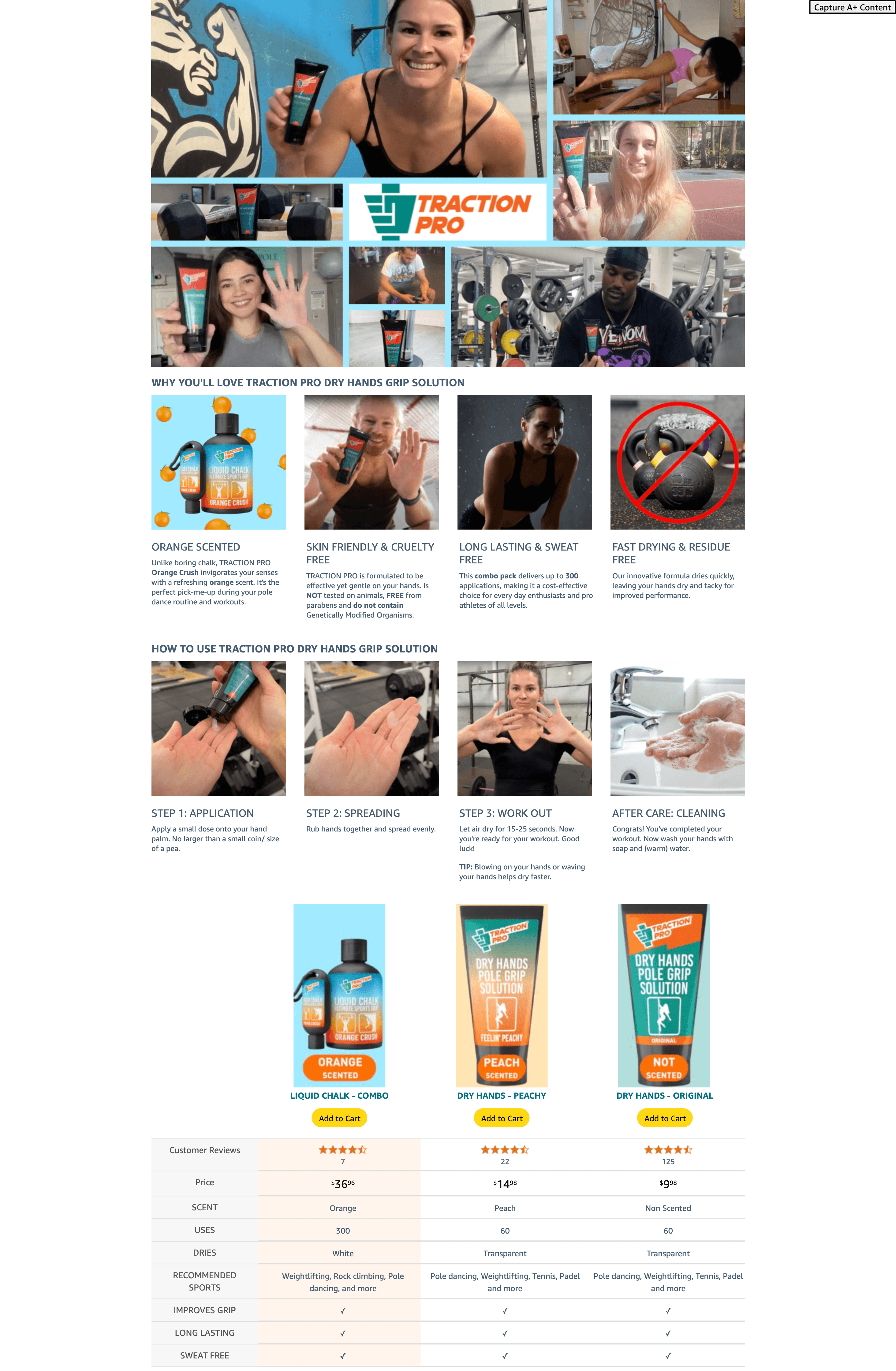Premium A+ Content for Amazon.com : TRACTION PRO Liquid Chalk Combo 50+250ml