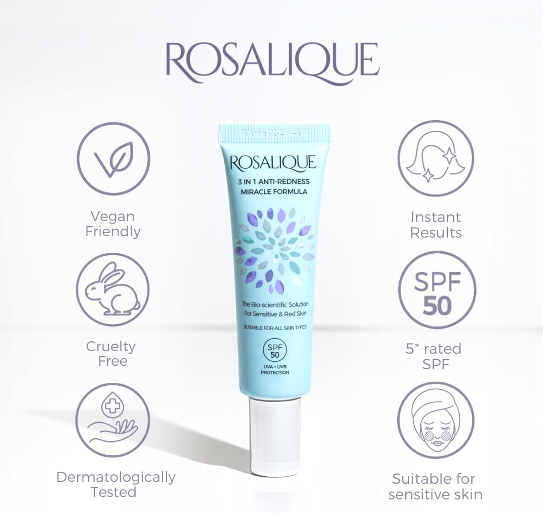 Secondary Images for Rosalique 3 in 1 Anti-Redness Miracle Formula Colour Corrector SPF50 for Hypersensitive…