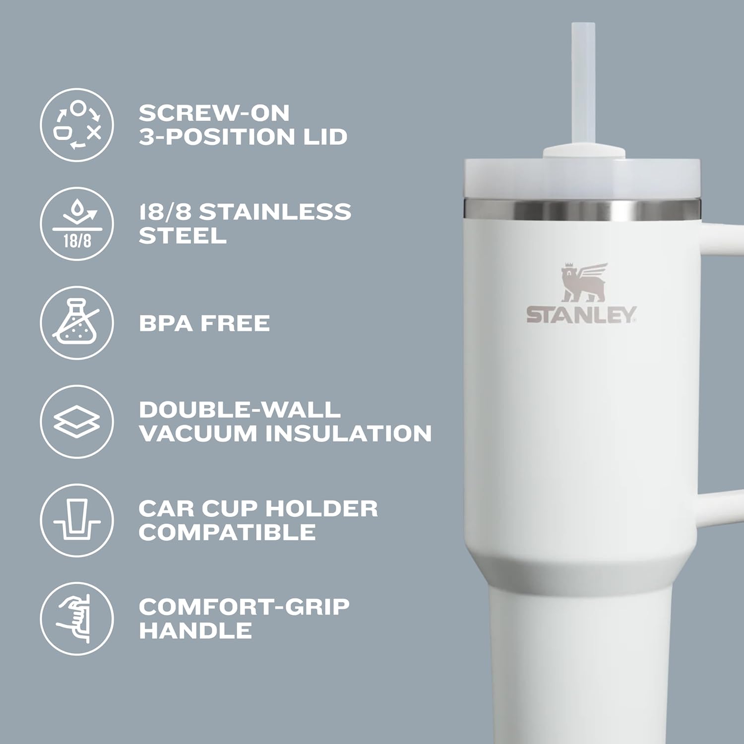 Secondary Images for Amazon.com: STANLEY Quencher H2.0 Tumbler with Handle and Straw 40 oz