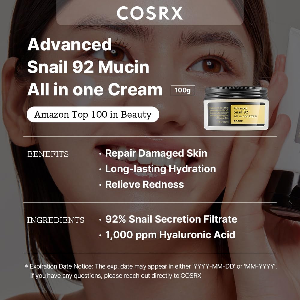 Secondary Images for Amazon.com: COSRX Snail Mucin 92% Face Moisturizer