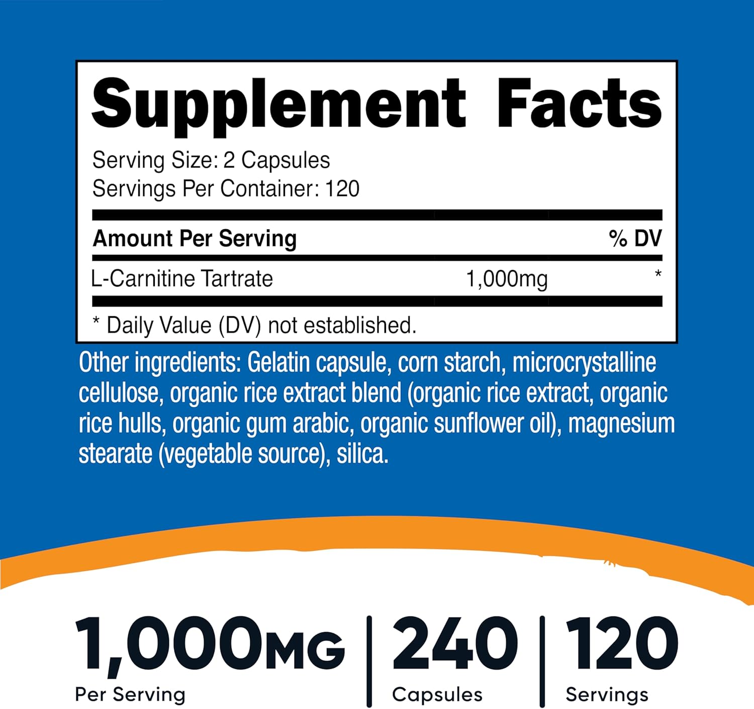 Secondary Images for Nutricost L-Carnitine Tartrate 1,000mg