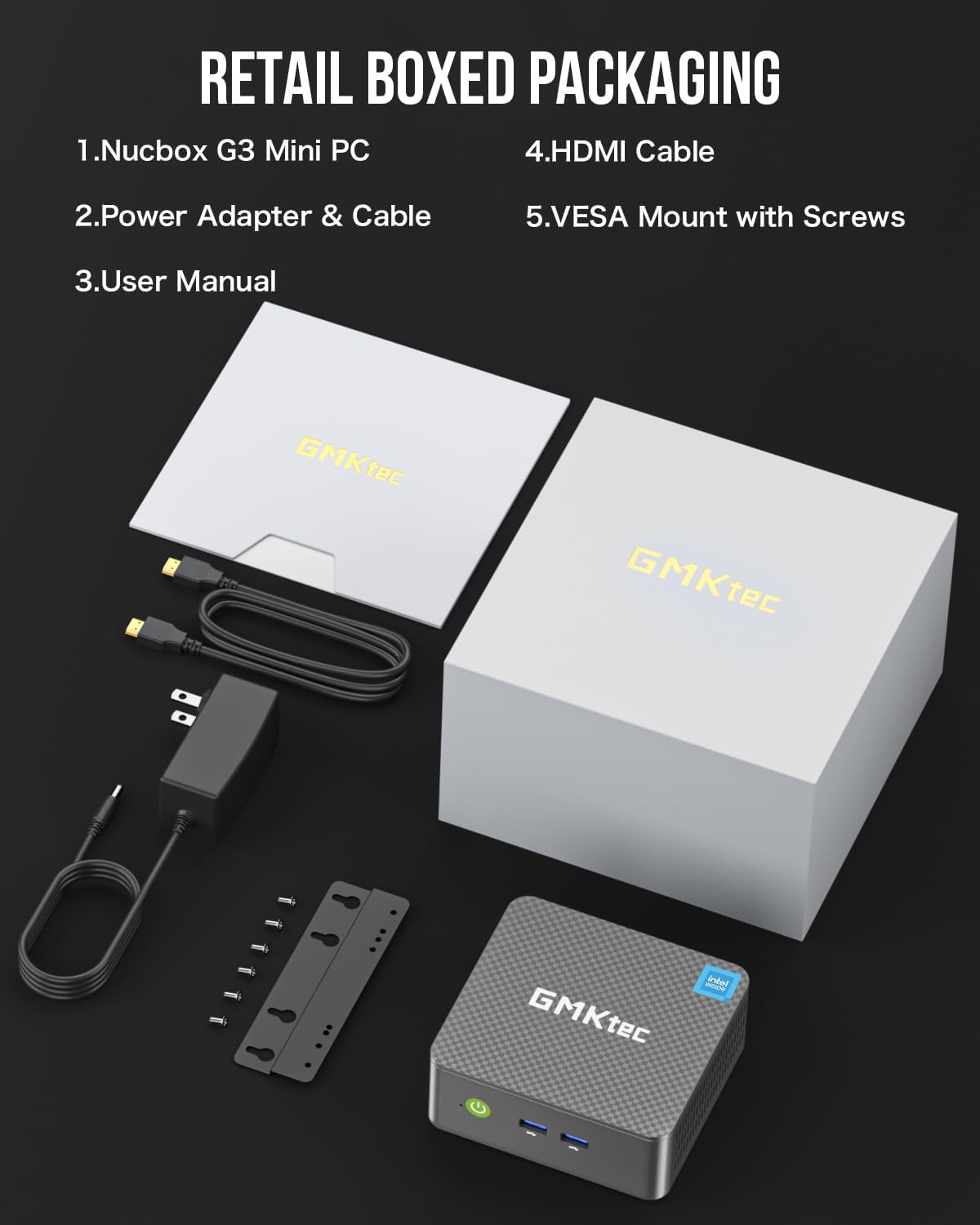 Secondary Images for GMKtec Mini PC Intel N150 (Turbo 3.6GHz) 16GB DDR4 1TB PCIe M.2 NVMe SSD