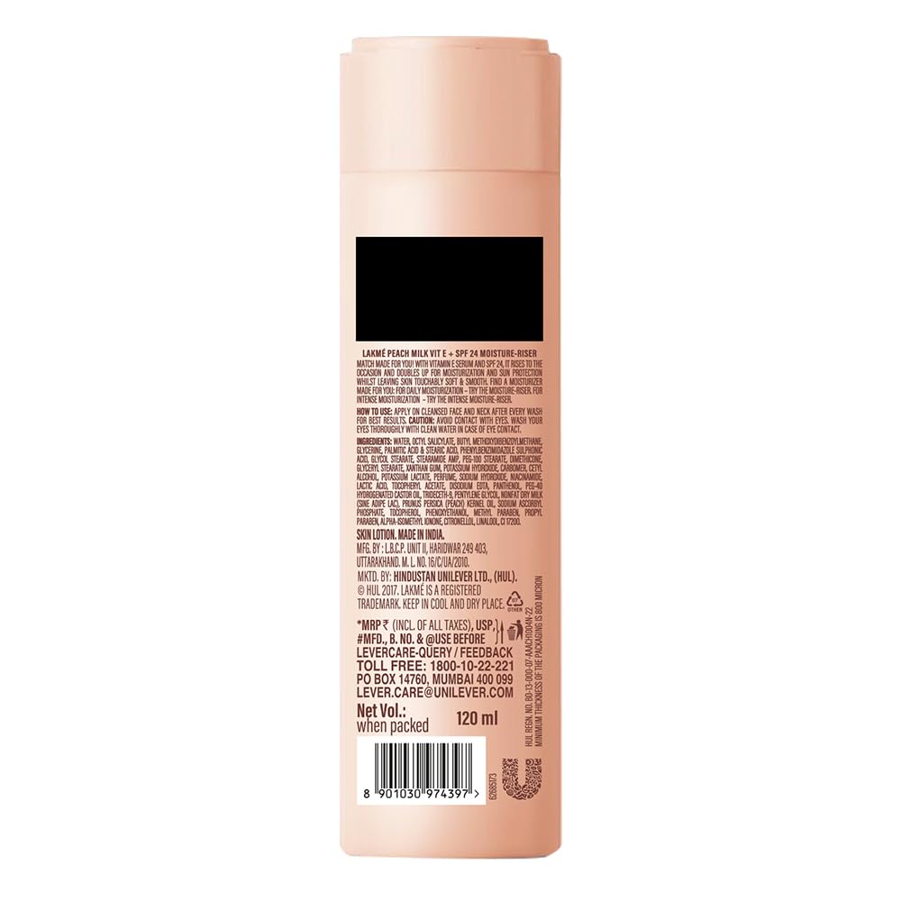 Secondary Images for LAKMÉ Peach Milk Ceramide Lotion Moisturizer with SPF 24 & Hyaluronic for Intense…