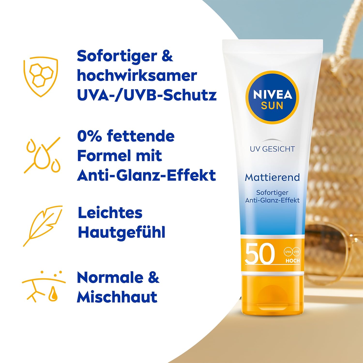 Secondary Images for NIVEA SUN UV Face Mattifying Sun Protection SPF 50 (50 ml)