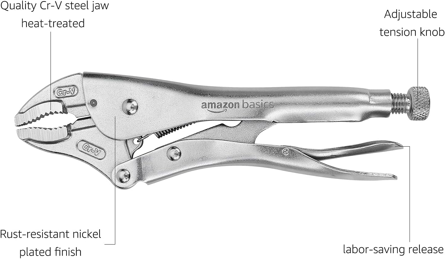 Secondary Images for Amazon Basics 5-Piece CR-V Locking Pliers and Wire Cutters Set with Carrying Case
