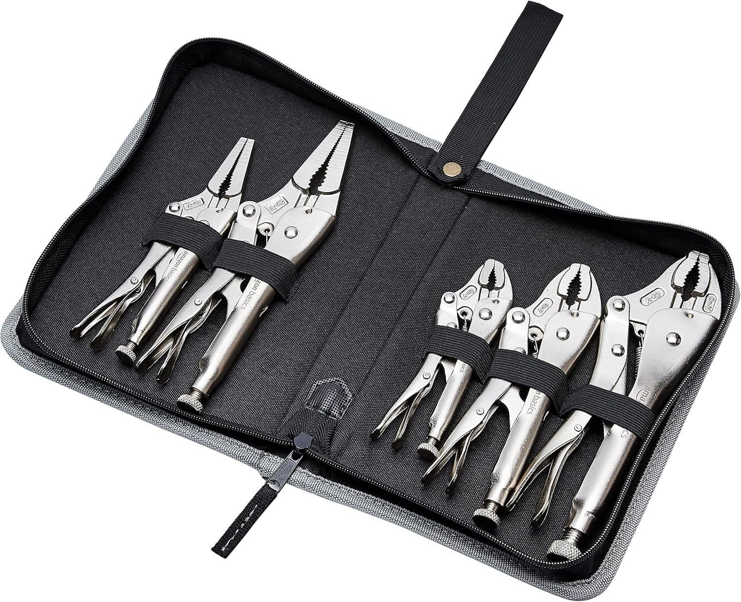 Secondary Images for Amazon Basics 5-Piece CR-V Locking Pliers and Wire Cutters Set with Carrying Case