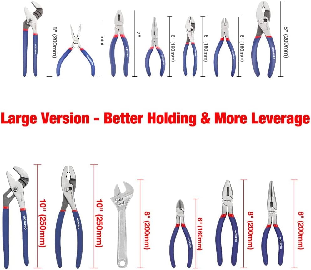 Secondary Images for WORKPRO Large Pliers & Wrench Set 6-Piece (10" Water Pump