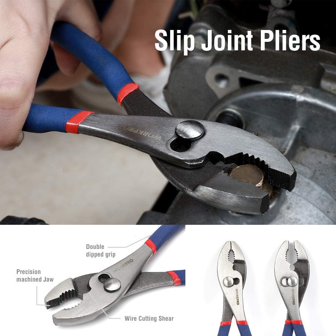 Secondary Images for WORKPRO Large Pliers & Wrench Set 6-Piece (10" Water Pump
