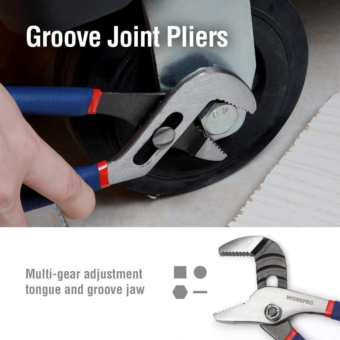 Secondary Images for WORKPRO Large Pliers & Wrench Set 6-Piece (10" Water Pump