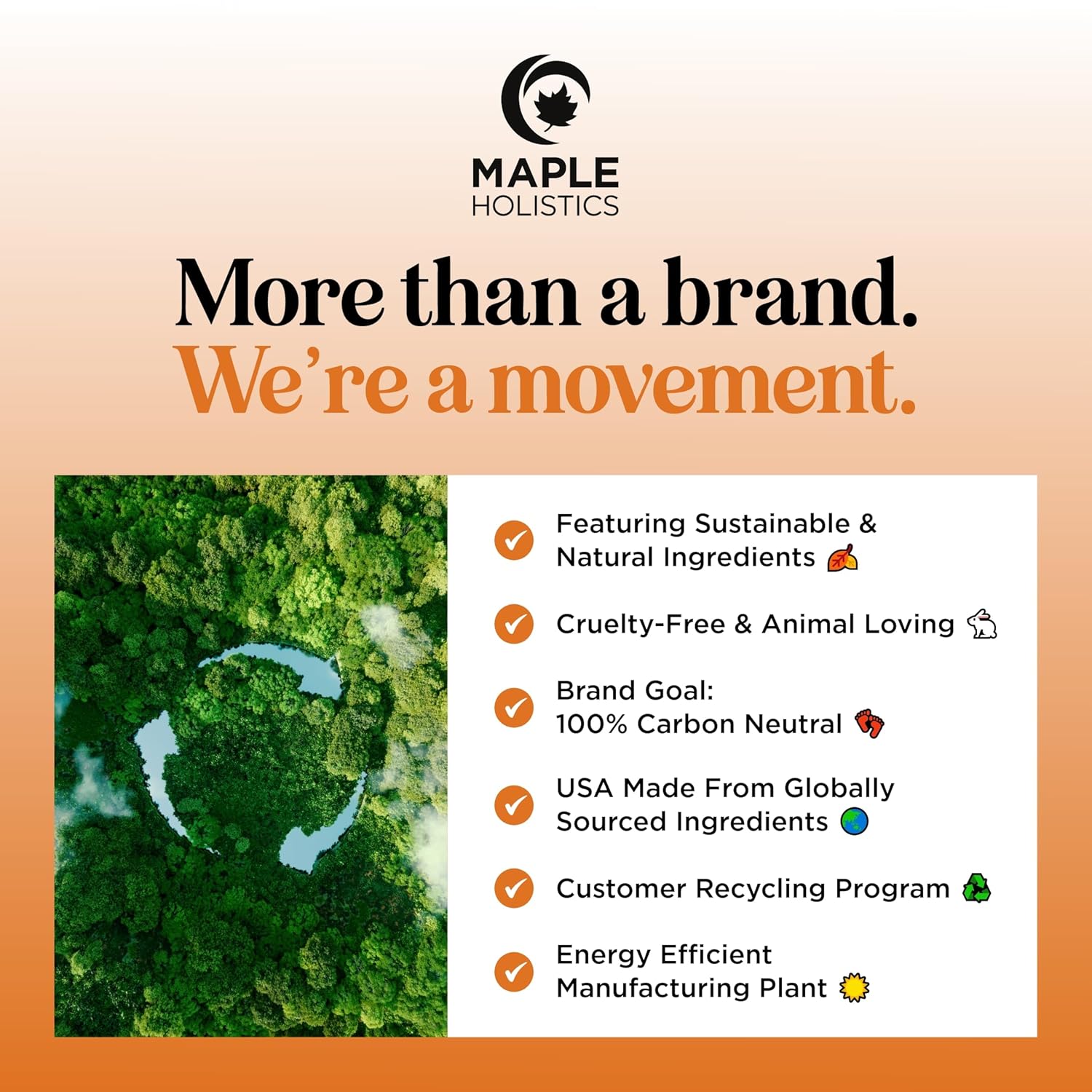 Emphasizes the brand's commitment to sustainability, ethical practices, and environmental responsibility to position itself as an eco-conscious movement.