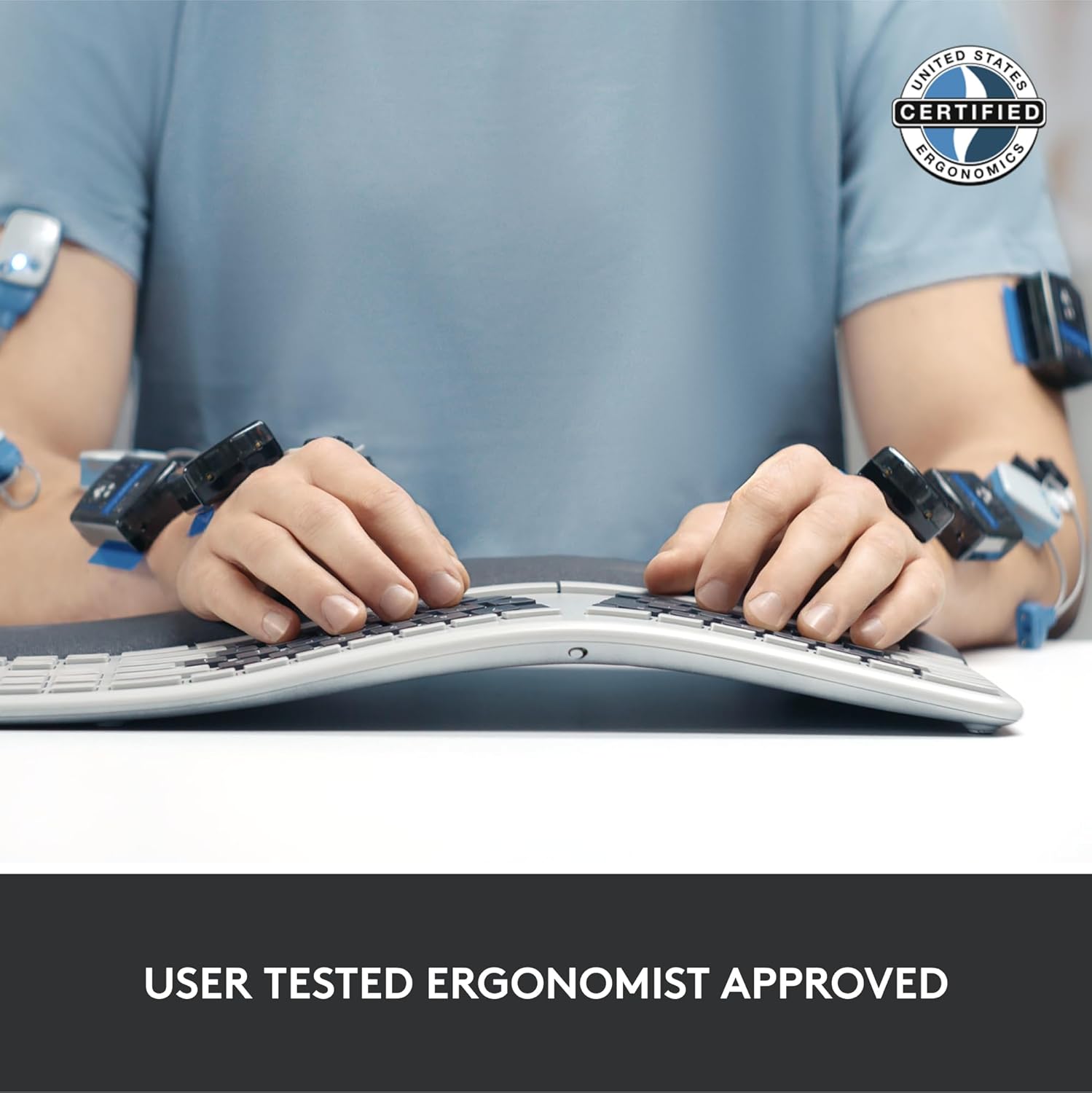 Highlights that the product has been tested and approved by ergonomists for safe and comfortable use.