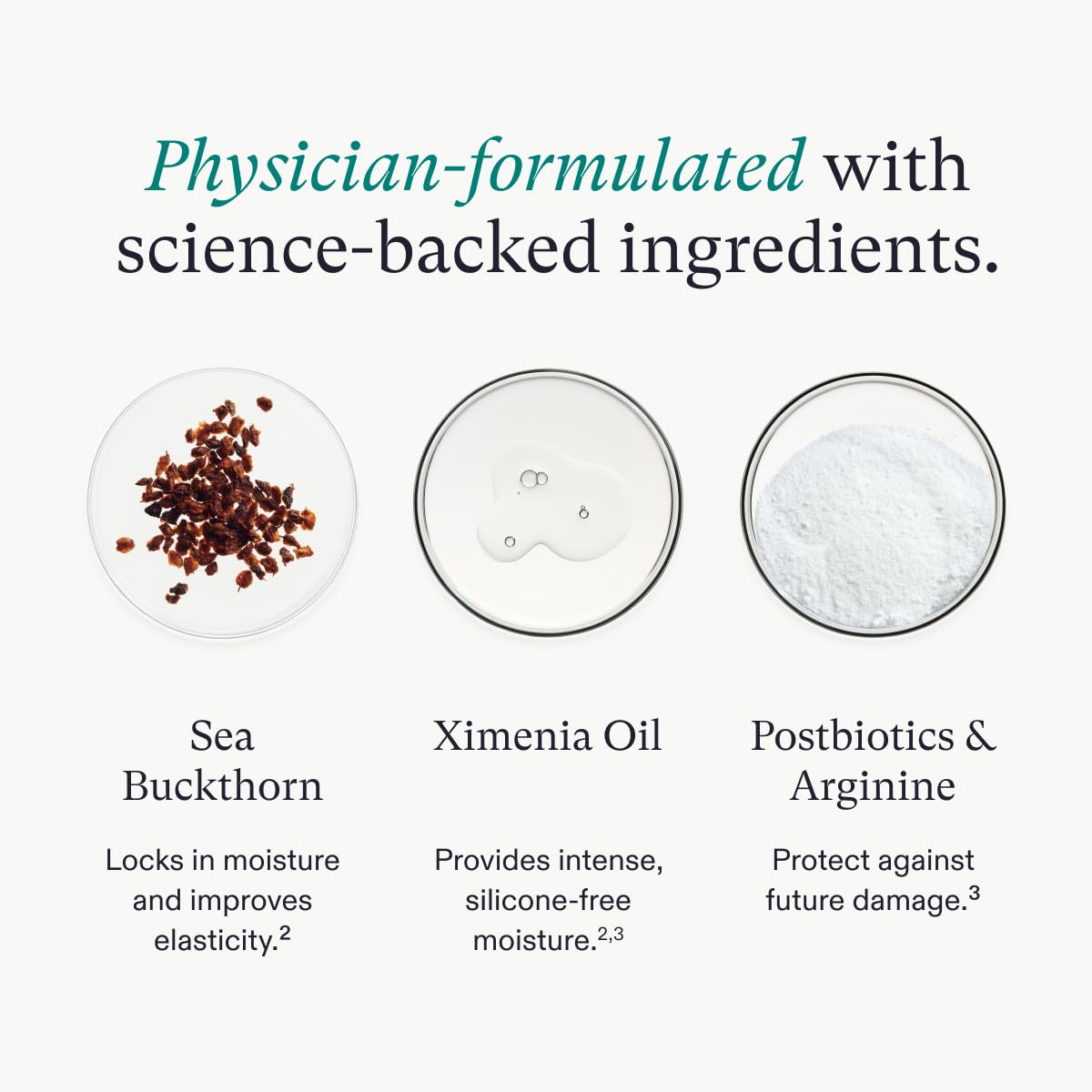 Highlights the key ingredients and their respective benefits to showcase the science-backed formulation of the product.