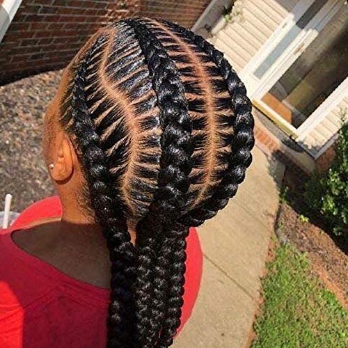 Shows the product (braided hairstyle) being worn in a real-world context.