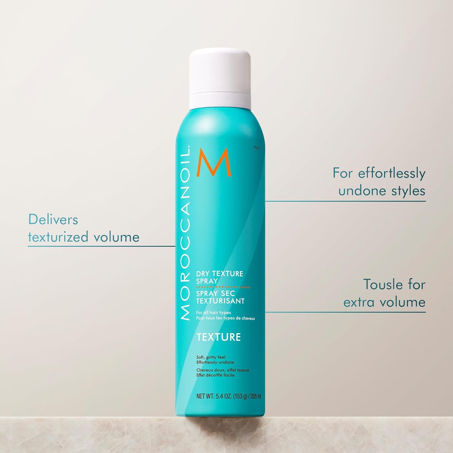 Highlights the product's ability to deliver texturized volume and effortlessly undone hairstyles.