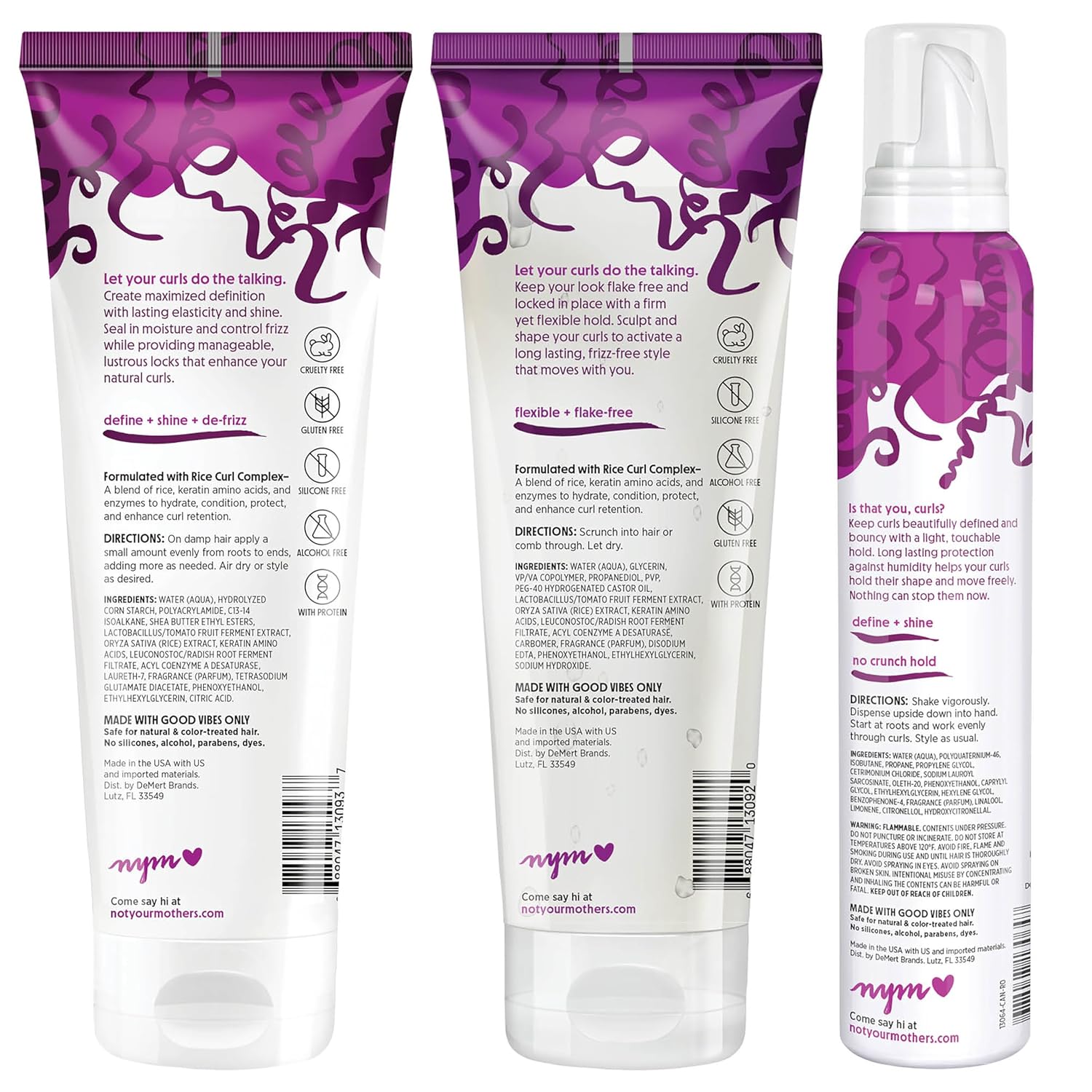 Shows the different products included in the hair care line, allowing customers to see what they will receive.