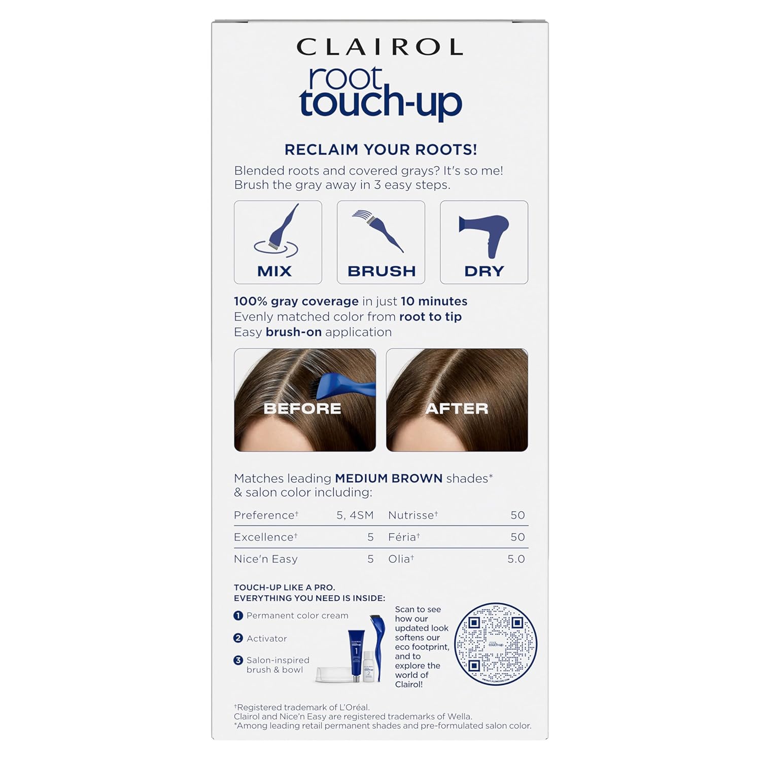 Explains the simple 3-step process for using the root touch-up product to cover grays and blend roots.