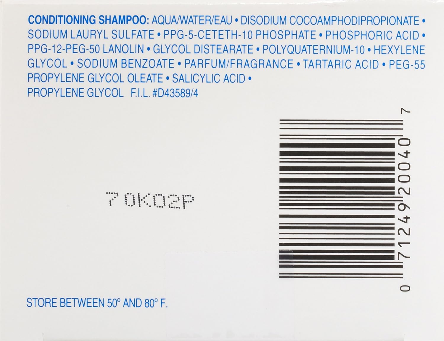 Provides information about the product's ingredients and recommended storage temperature to ensure safe and proper use.