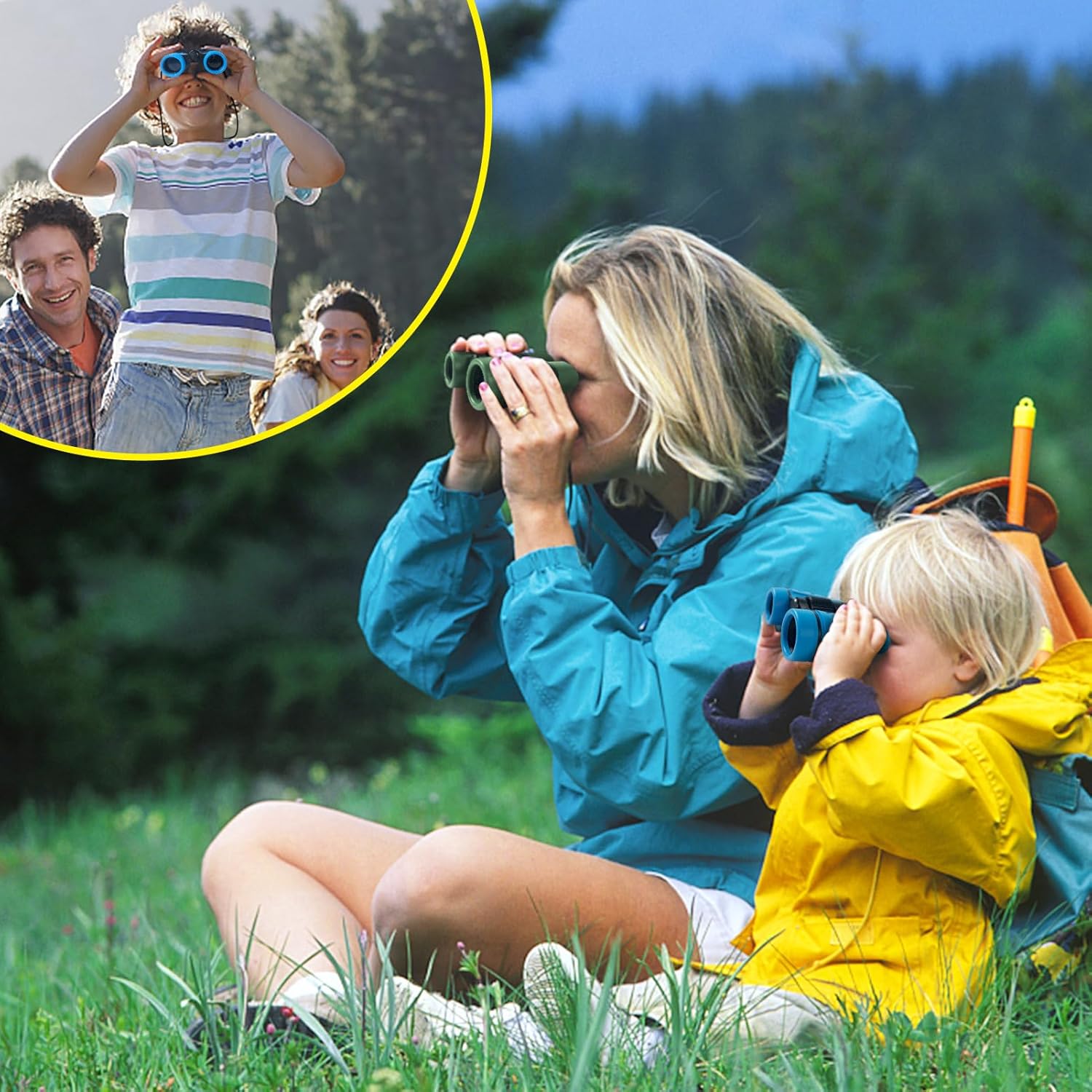 Showcases the product being used in a family outdoor setting, highlighting its suitability for exploration and bonding activities.