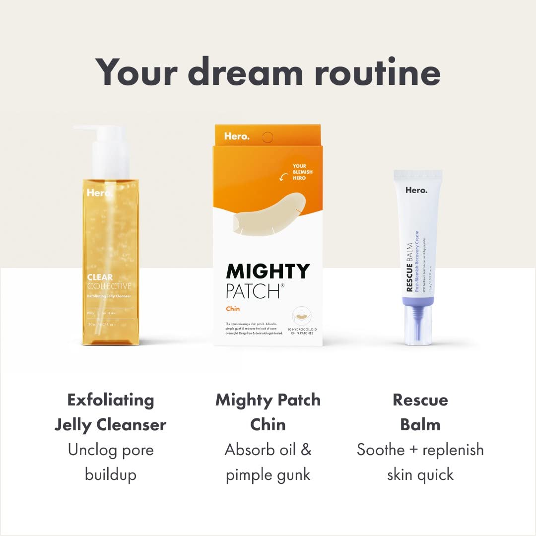 Showcases a complete skincare routine using multiple products, highlighting the specific benefits of each item to address different skin concerns.