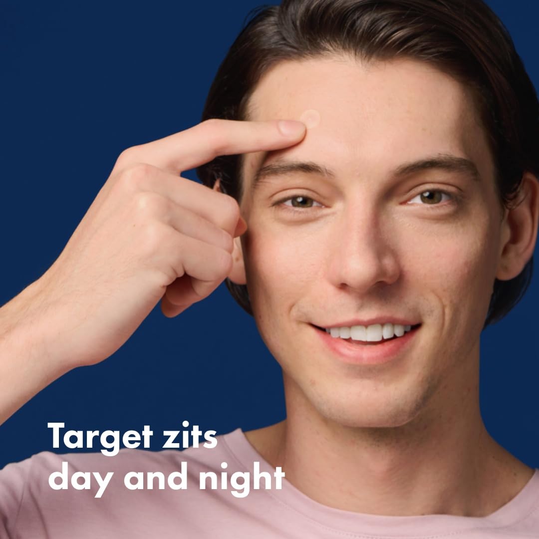 Highlights the product's ability to target acne (zits) continuously, both during the day and at night.