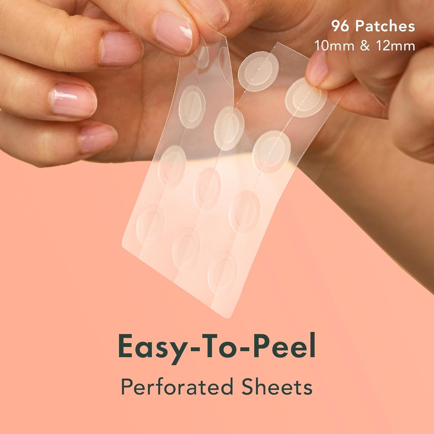 Highlights the product's easy-to-use design with perforated sheets for convenient application.