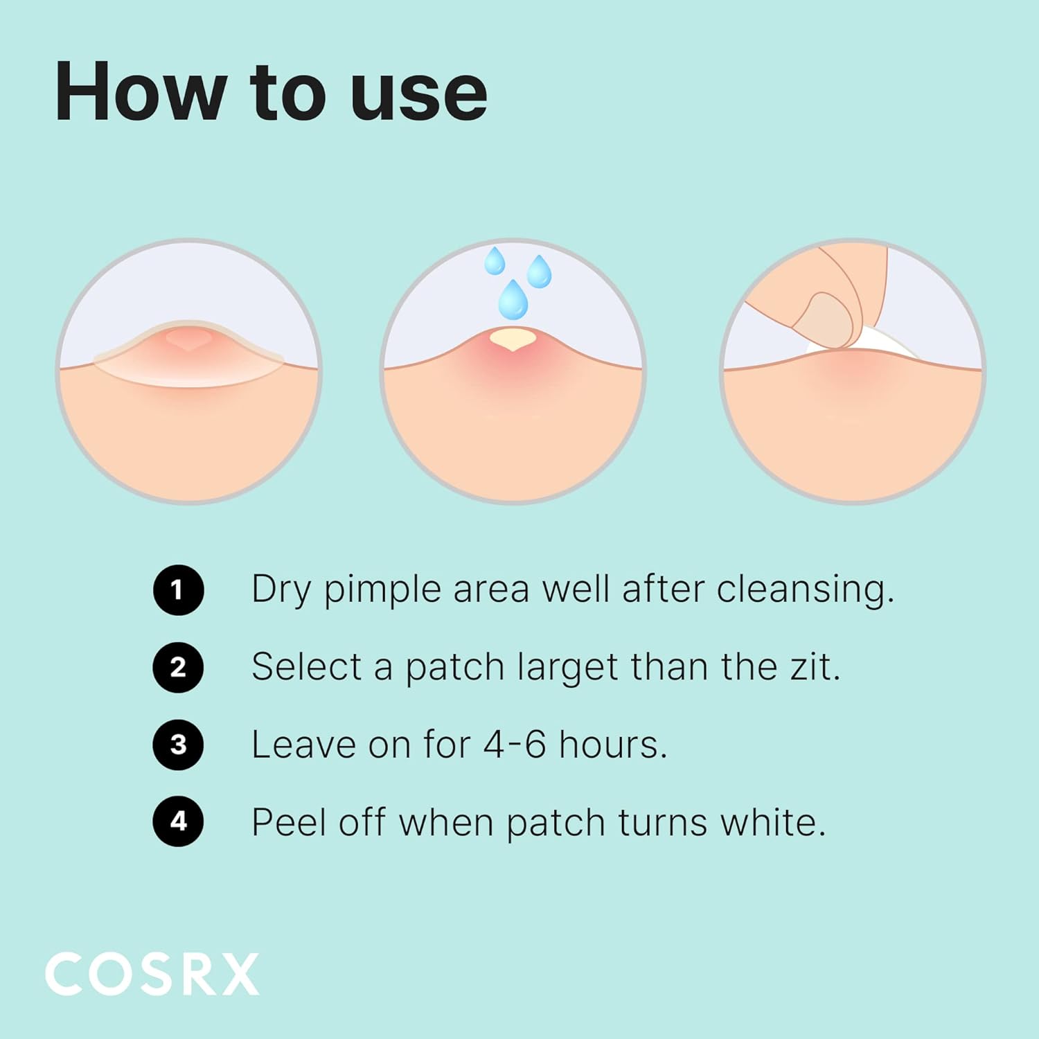 Provides step-by-step instructions on how to properly apply and use acne patches for effective treatment.