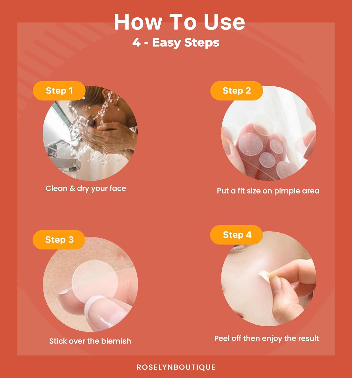 Provides step-by-step instructions on how to properly apply acne patches, ensuring customers use the product correctly for best results.