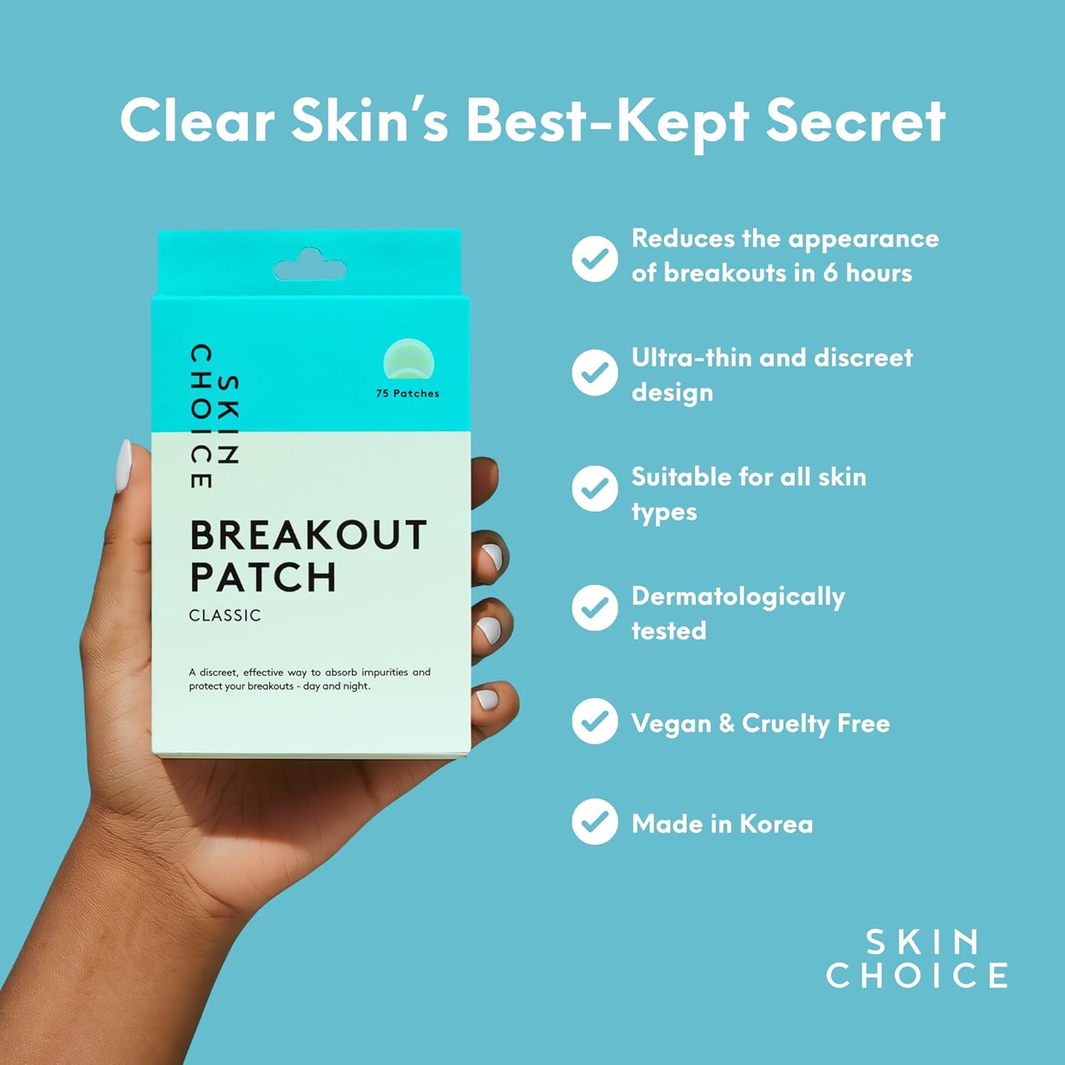 Highlights multiple key benefits of the breakout patch to convince shoppers of its effectiveness and suitability for their skincare needs.