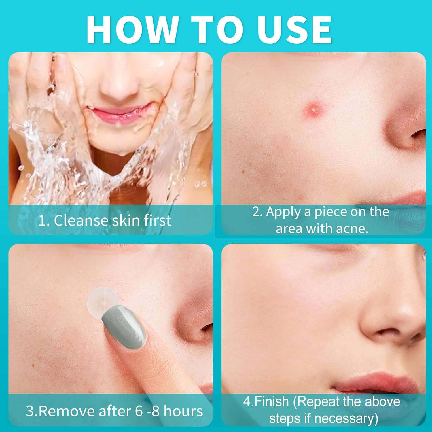 Demonstrates the step-by-step process of using an acne treatment product, helping customers understand proper application for best results.