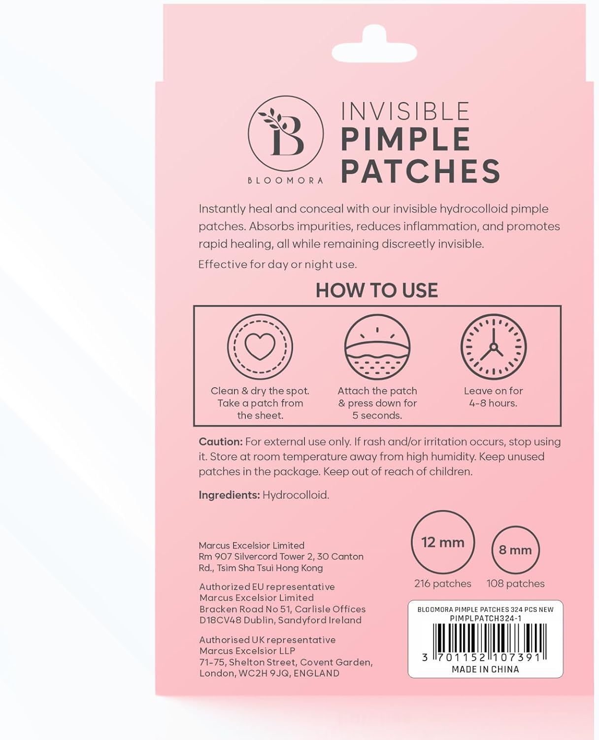 Secondary Images for BLOOMORA Invisible Acne Pimple Patch for Face (324 Pcs)