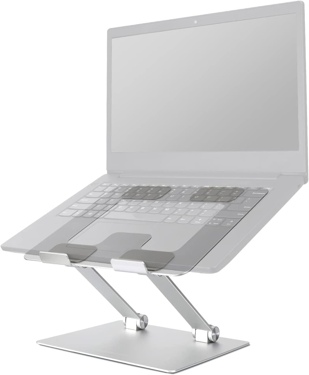 Shows the product in use, demonstrating how it elevates and angles a laptop for improved ergonomics and comfort.