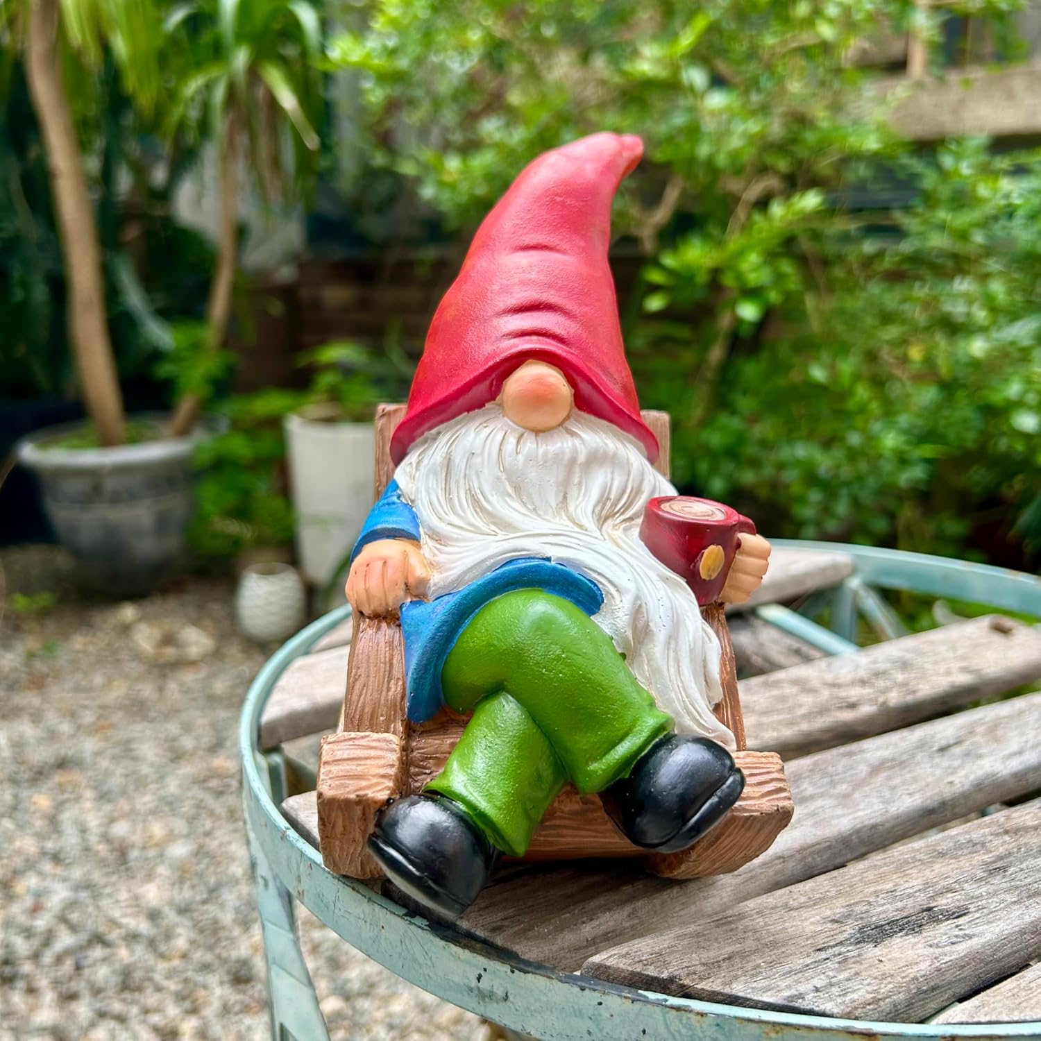 Shows the product in a realistic outdoor setting to demonstrate how it can enhance garden aesthetics and create a whimsical atmosphere.