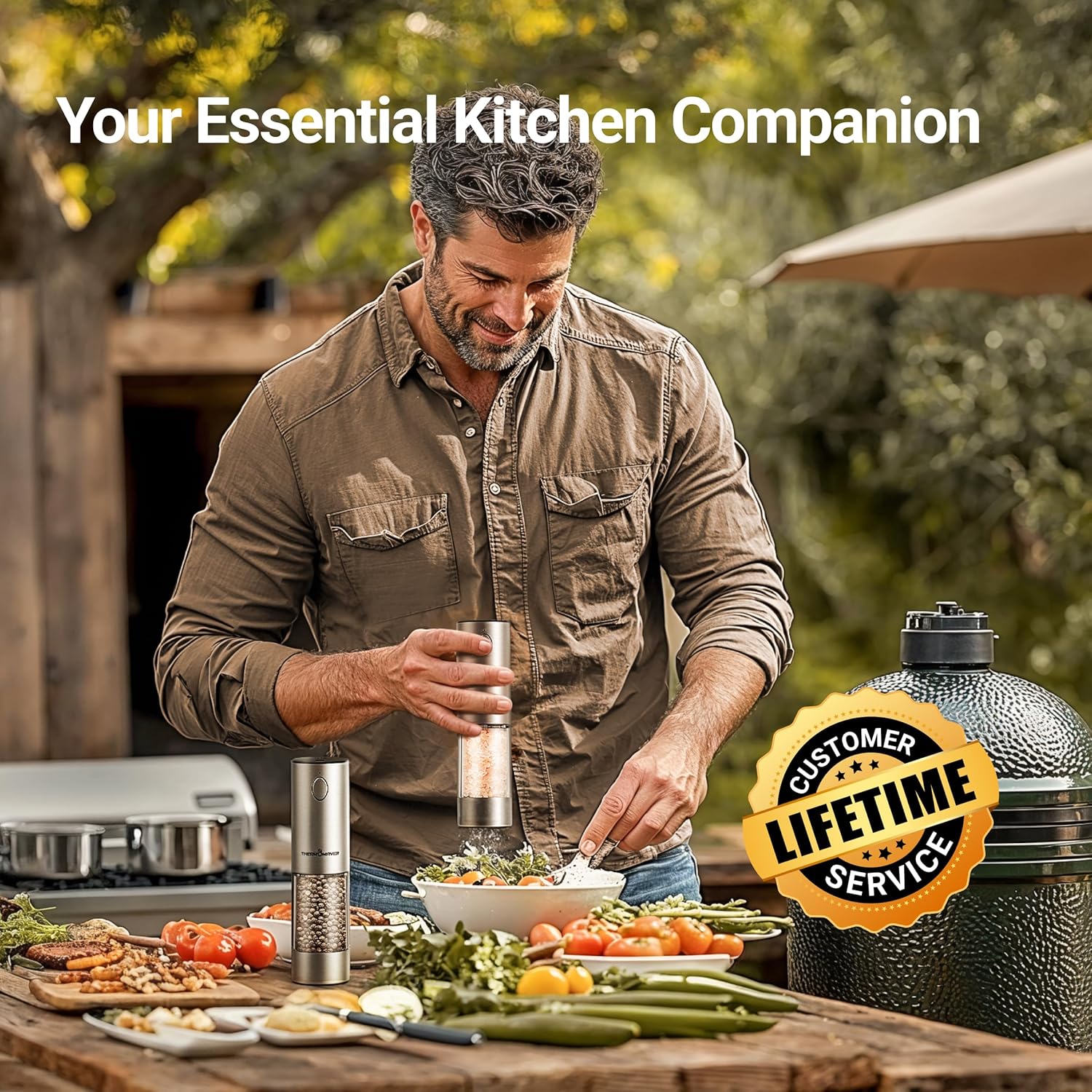 Emphasizes the product as an indispensable kitchen companion, showcasing its usefulness in outdoor cooking scenarios. Demonstrates the product being used in a real-world outdoor cooking setting,…
