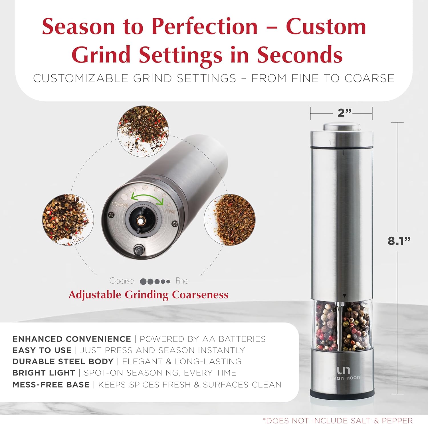 Secondary Images for Electric Salt and Pepper Grinder Set
