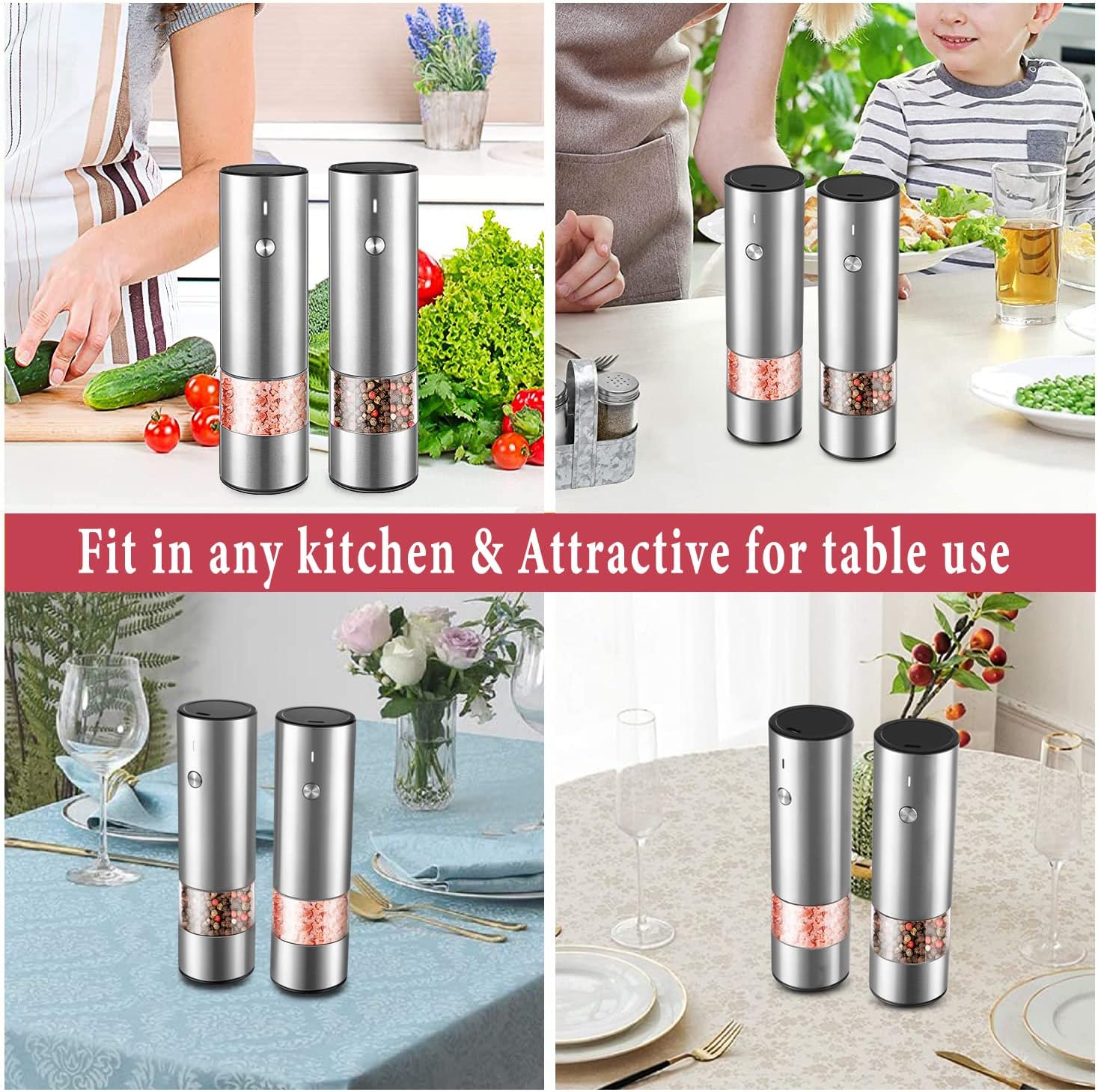Secondary Images for Electric Salt and Pepper Grinder Set