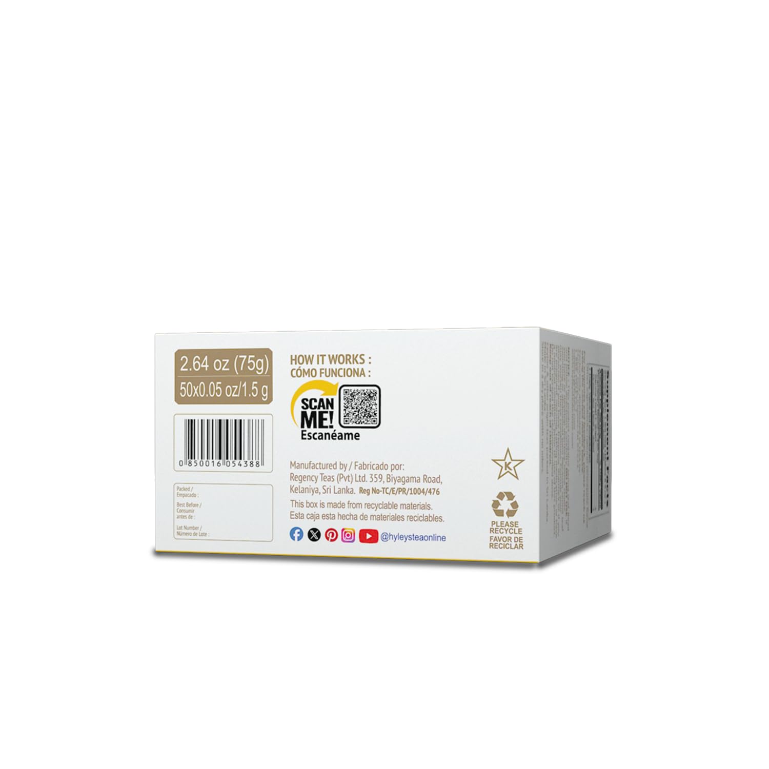 Informs customers that the product packaging is made from recyclable materials, appealing to environmentally conscious shoppers.