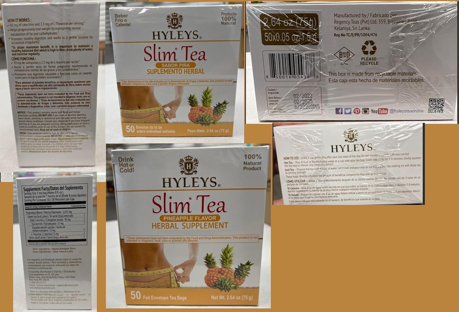 Secondary Images for Hyleys Slim Tea Weight Loss Herbal Supplement with Pineapple
